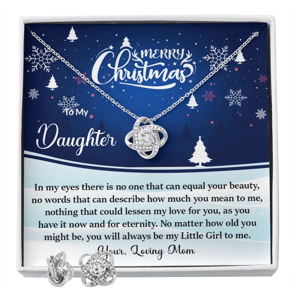 Daughter Christmas Knot Necklace and Earring Set-FashionFinds4U