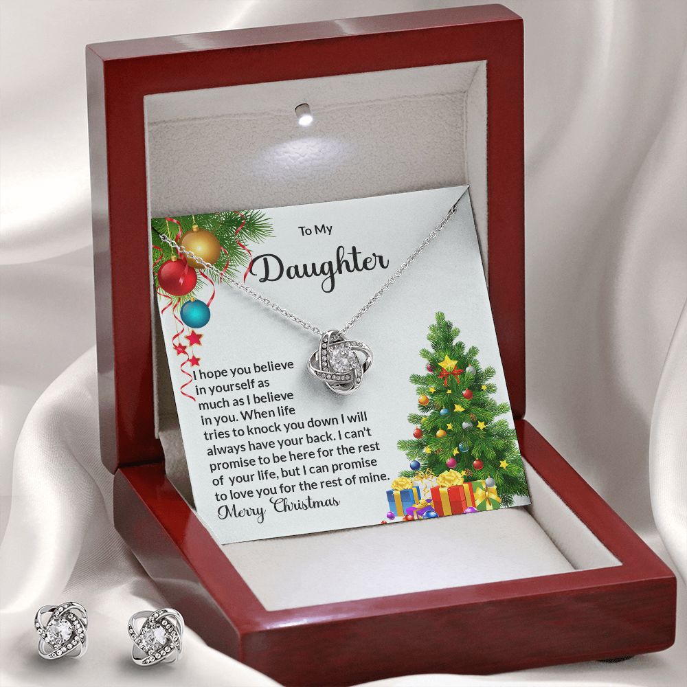 Daughter Christmas Trees Knot Necklace and Earring Set-FashionFinds4U