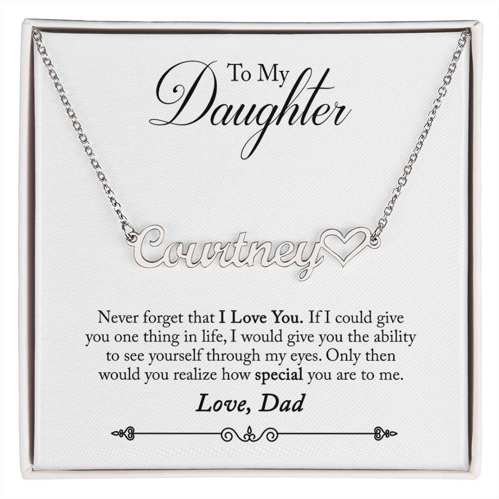 Daughter from Dad Personalized Name Necklace With Heart-FashionFinds4U