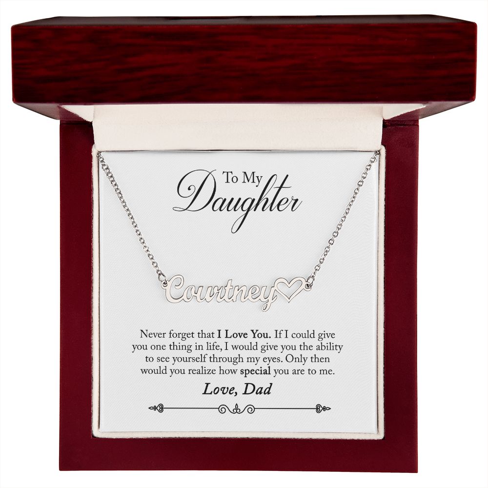 Daughter from Dad Personalized Name Necklace With Heart-FashionFinds4U