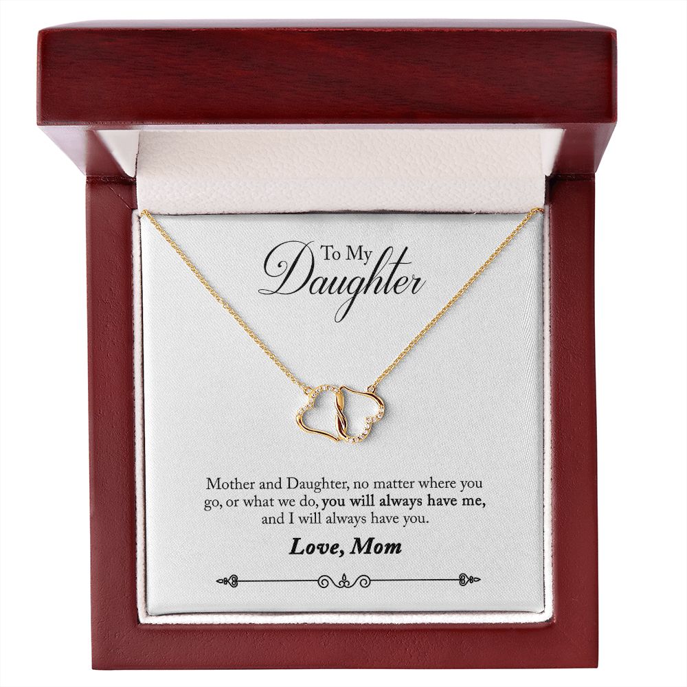Daughter from Mom 10K Gold Diamond Infinity Hearts Necklace-FashionFinds4U