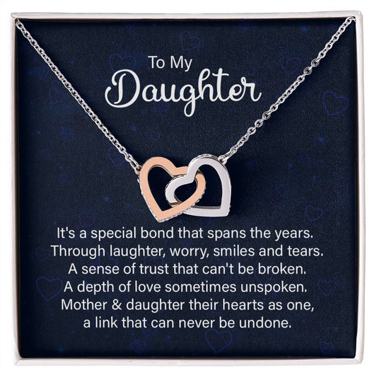 Daughter Hearts As One Interlocking Hearts Necklace Gift-FashionFinds4U
