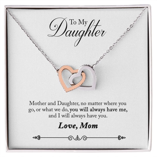 Daughter - No Matter Where You Go Interlocking Heart Necklace-FashionFinds4U