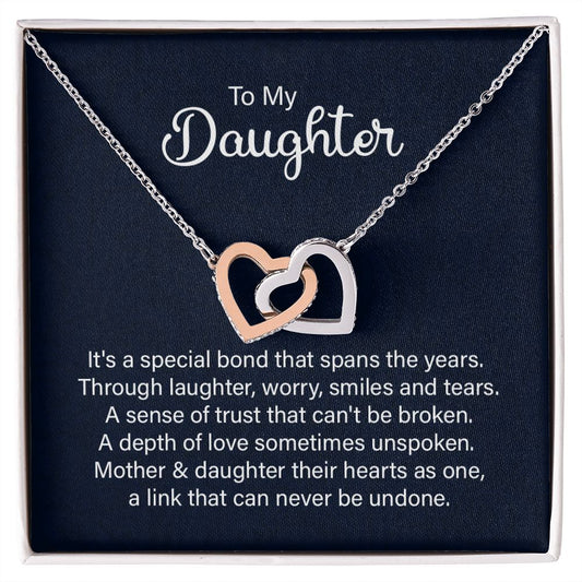Daughter Special Bond Interlocking Heart Necklace Gift-FashionFinds4U