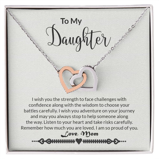 Daughter - Strength - Interlocking Heart Necklace-FashionFinds4U
