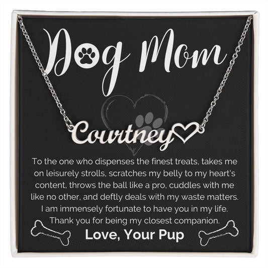 Dog Mom Personalized Name Necklace With Heart-FashionFinds4U