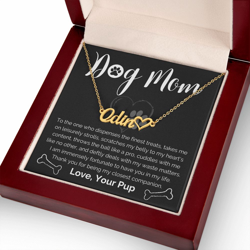 Dog Mom Personalized Name Necklace With Heart-FashionFinds4U