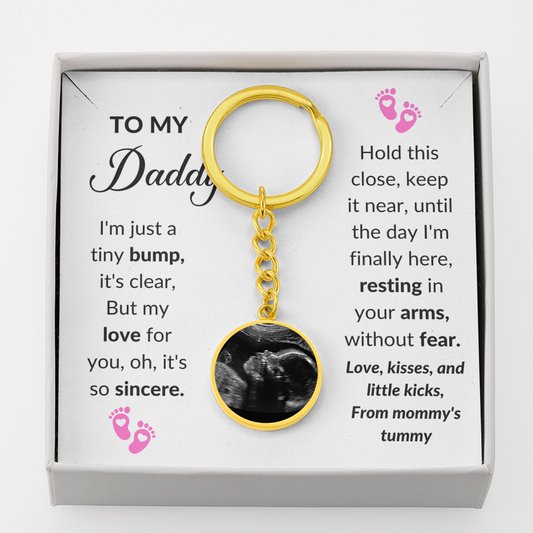 Baby Girl - I can't wait to Meet you Daddy - Ultrasound Photo Keychain