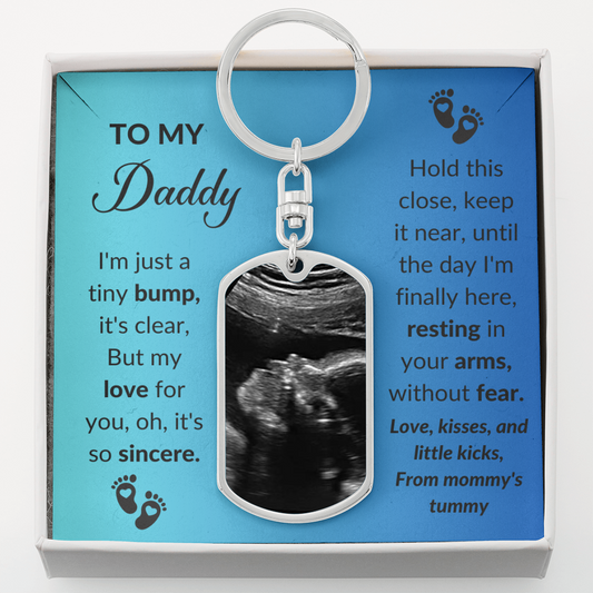 Baby Boy- I can't wait to meet you Daddy - Custom Ultrasound Swivel Keychain