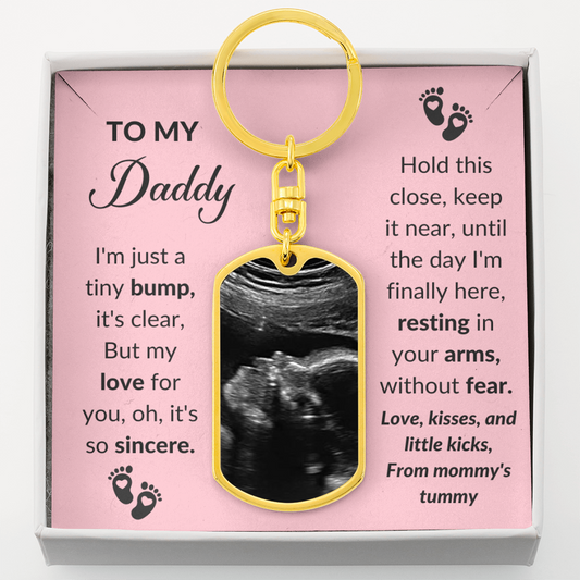 Baby Girl - I can't wait to meet you Daddy - Custom Ultrasound Swivel Keychain