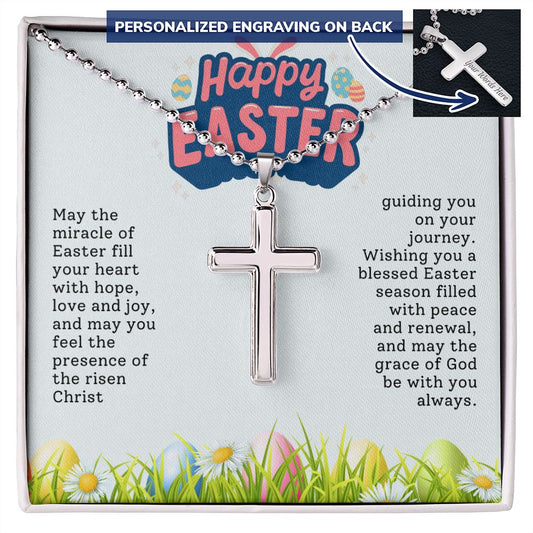 Easter Gift - Personalized Stainless Steel Cross Necklace - Engraved-FashionFinds4U