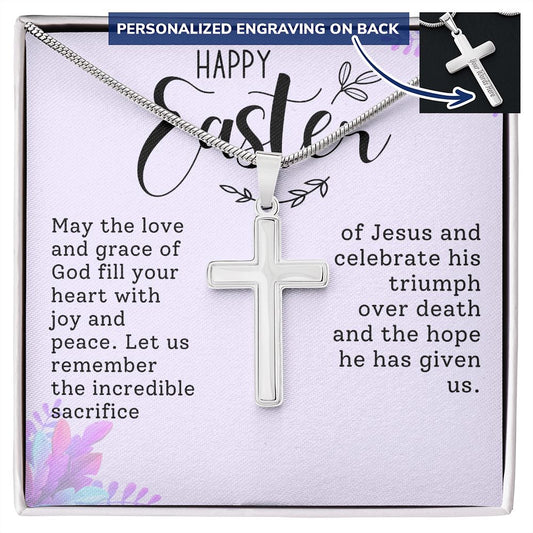 Easter Gift - Personalized Stainless Steel Cross Necklace - Engraved-FashionFinds4U