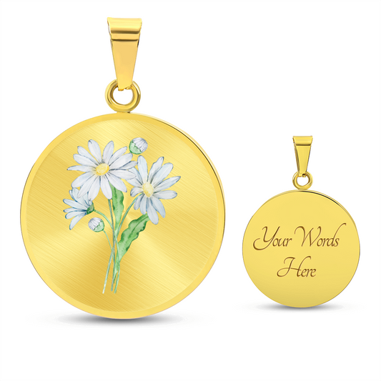 April Birth Flower Daisy -Engraved Necklace