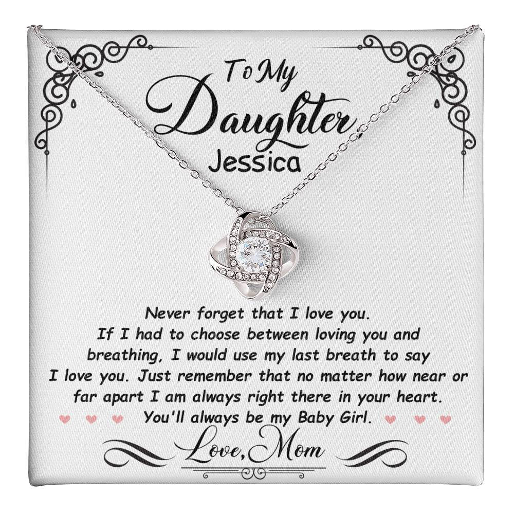Personalized Love Knot Necklace Gift for Daughter from Mom or Dad