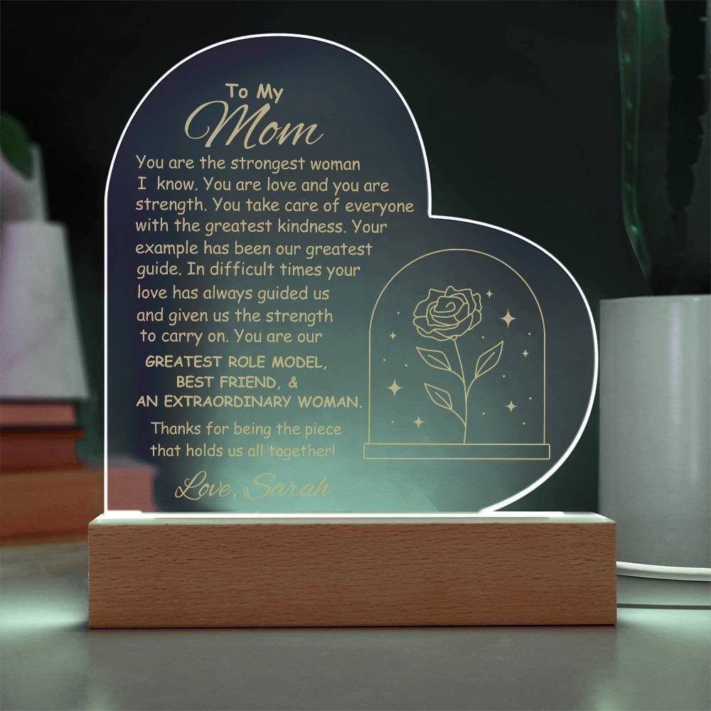Mom Acrylic Heart Plaque Gift from Son Daughter