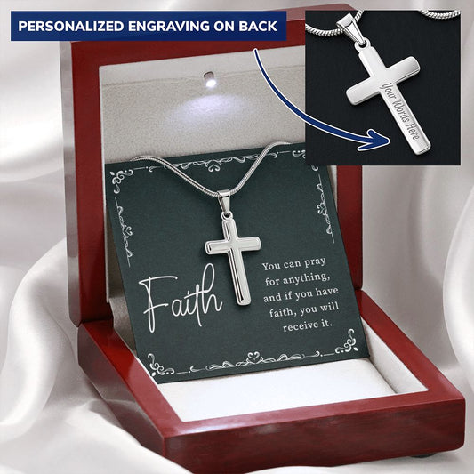 Faith Engraved Stainless Steel Cross-FashionFinds4U