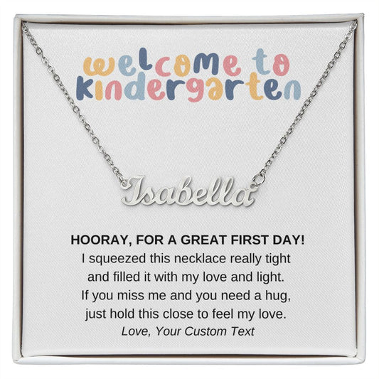 First Day of Kindergarten Back To School Name Necklace-FashionFinds4U