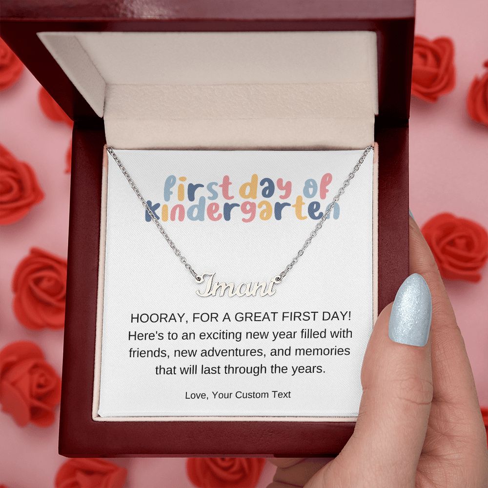 First Day of Kindergarten Back to School Name Necklace Gift-FashionFinds4U