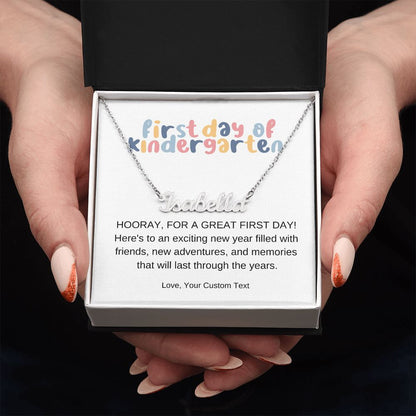 First Day of Kindergarten Back to School Name Necklace Gift-FashionFinds4U