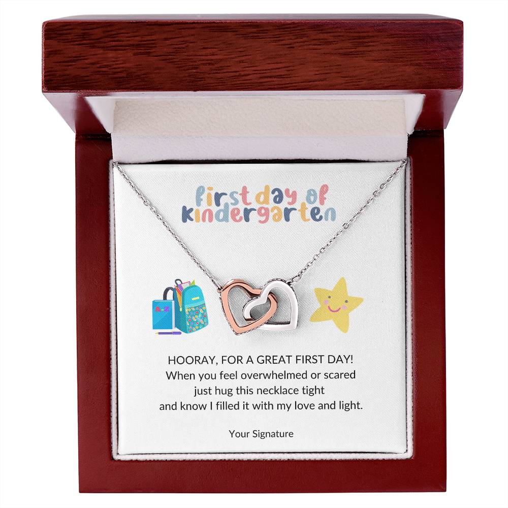 First Day of Kindergarten Joined Hearts Back to School Necklace-FashionFinds4U