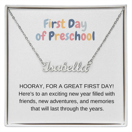 First Day of Preschool Personalized Name Necklace-FashionFinds4U
