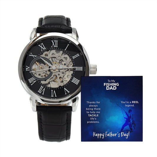Fishing Dad Men's Openwork Watch with Lighted Gift Box-FashionFinds4U