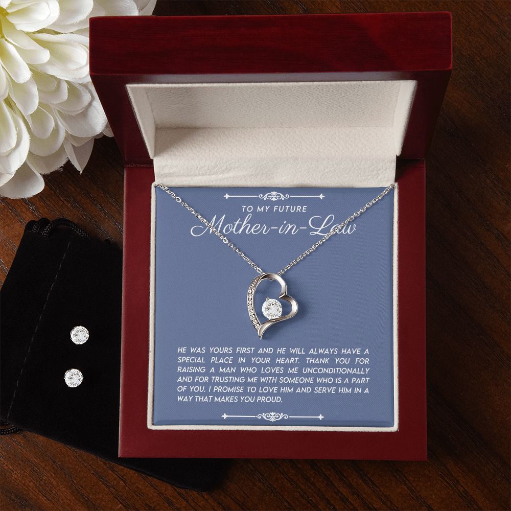 Future Mother in Law Heart Necklace Earring Set Gift From Bride-FashionFinds4U