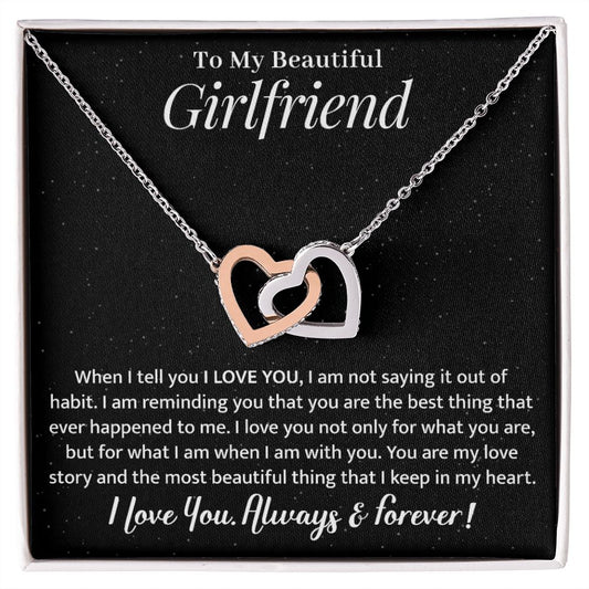 Girlfriend - My Love Story - Interlocking Hearts Necklace-FashionFinds4U