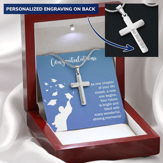 Graduation Cross - Personalized Engraved Cross Necklace Gift-FashionFinds4U