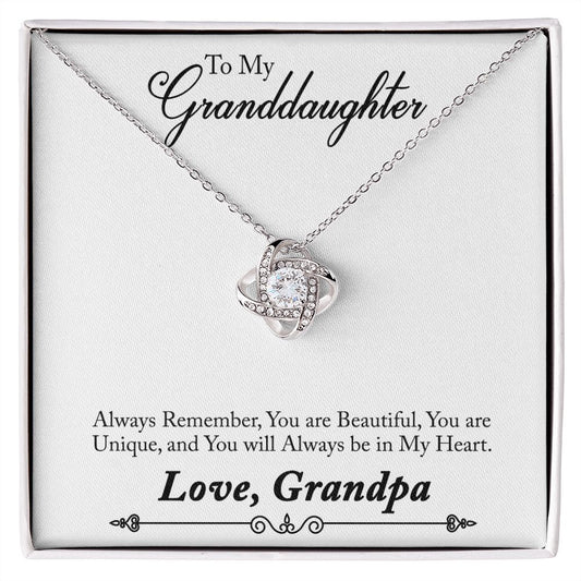 Granddaughter Always Remember You Are Beautiful Love Knot Necklace-FashionFinds4U