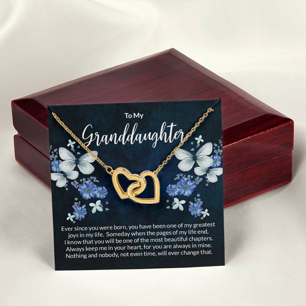 Granddaughter Butterflies Interlocking Hearts Necklace-FashionFinds4U