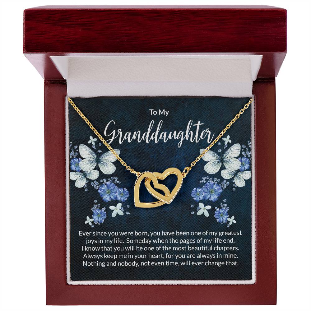 Granddaughter Butterflies Interlocking Hearts Necklace-FashionFinds4U