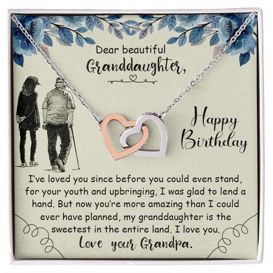Granddaughter Happy Birthday Interlocking Hearts Necklace-FashionFinds4U