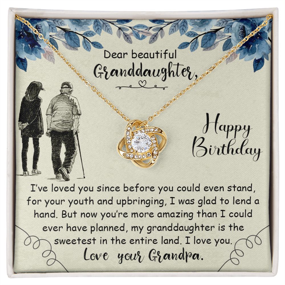Granddaughter Happy Birthday  Love Knot Necklace-FashionFinds4U