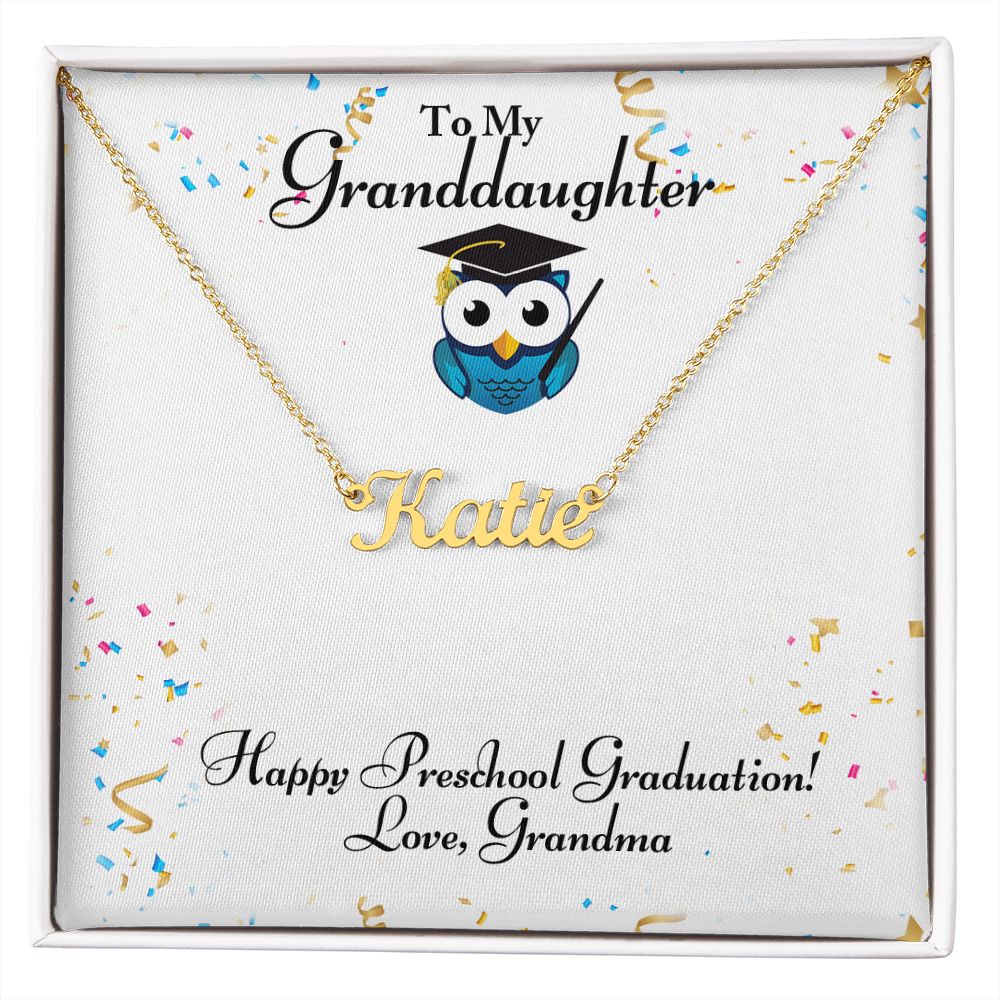 Granddaughter - Happy Preschool Graduation - Personalized Name Necklace-FashionFinds4U