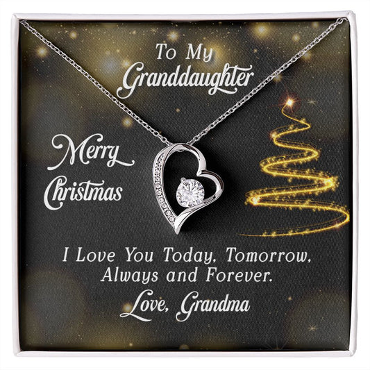 Granddaughter - Merry Christmas Forever Love Heart Necklace-FashionFinds4U