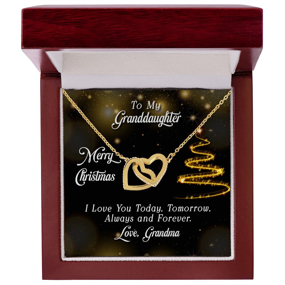 Granddaughter - Merry Christmas Interlocking Heart Necklace-FashionFinds4U