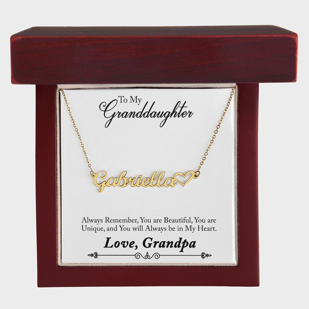 Granddaughter Personalized Name Necklace With Heart-FashionFinds4U