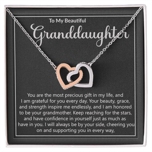 Granddaughter Precious Gift Interlocking Hearts Necklace-FashionFinds4U
