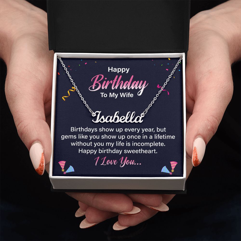 Happy Birthday To My Wife - Personalized Name Necklace-FashionFinds4U