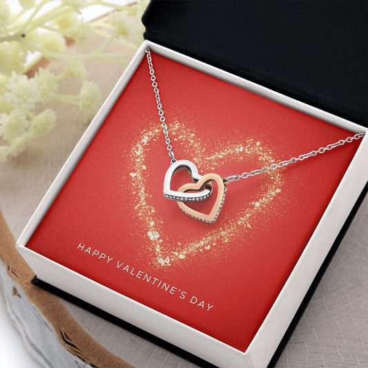 Happy Valentine's Day Interlocking Heart Necklace-FashionFinds4U