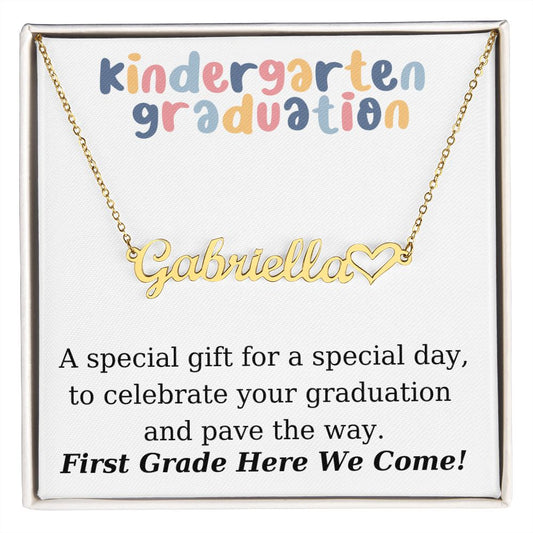Kindergarten Graduation Personalized Name Necklace With Heart-FashionFinds4U