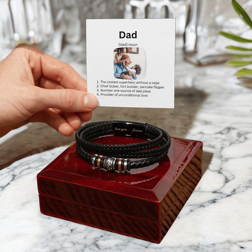 Love You Forever Men's Bracelet - Gift For Dad - Personalized Photo Message Card-FashionFinds4U