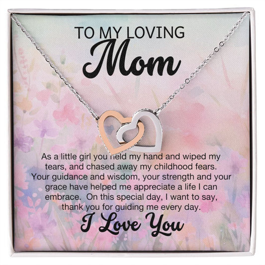 Loving Mom Guidance and Strength Interlocking Heart Necklace-FashionFinds4U