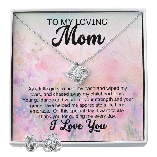 Loving Mom - Guidance and Wisdom - Love Knot Necklace Earring Set-FashionFinds4U