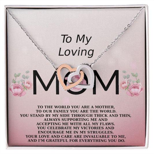 Loving Mom - To The World You Are A Mother - Interlocking Heart Necklace-FashionFinds4U