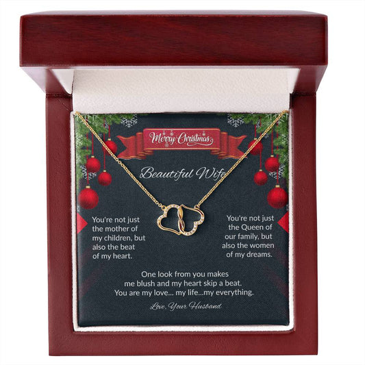 Merry Christmas Wife - 10K Gold Diamond Infinity Heart Necklace Gift-FashionFinds4U