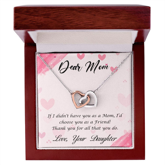Mom From Daughter Happy Mother’s Day Interlocking Hearts Necklace-FashionFinds4U
