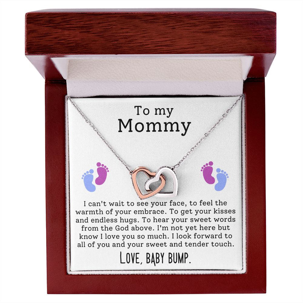 Mom To Be Pregnancy Baby Feet - Interlocking Hearts Necklace-FashionFinds4U