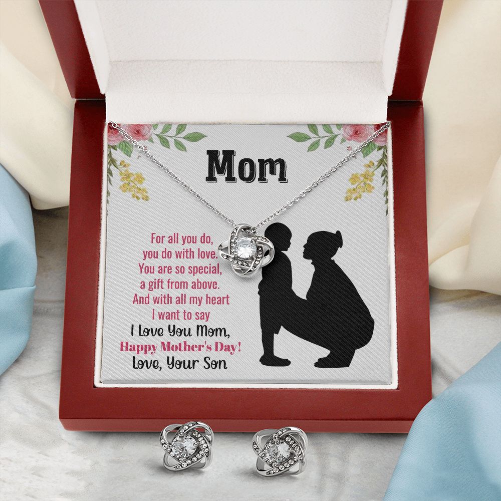 Mom You Are So Special Love Knot Necklace And Earring Set-FashionFinds4U